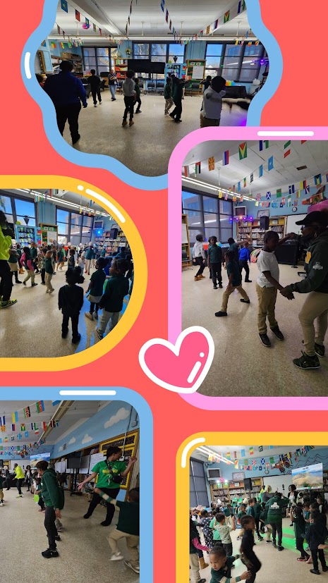 Students play games and dance during karaoke party